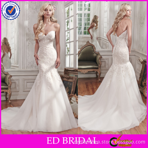 LN184 sexy sweetheart fitted mermaid style alibaba wholesale organza lace low cut back wedding dress